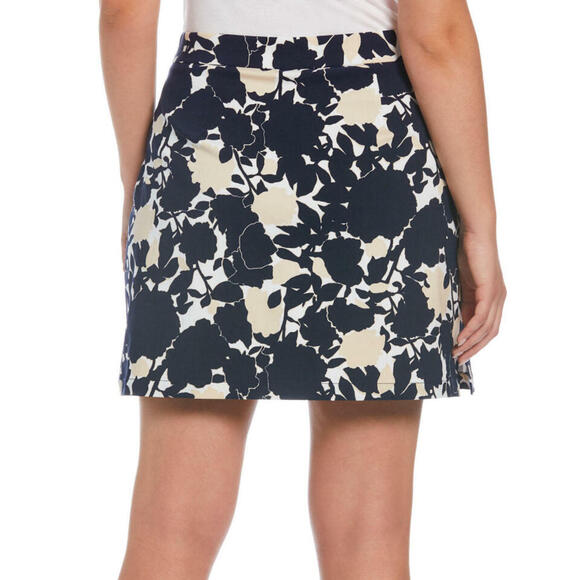Rafaella Navy Blue Floral Pull-on Comfort Stretchy Skort Skirt Side Slits Sz M - Picture 3 of 9